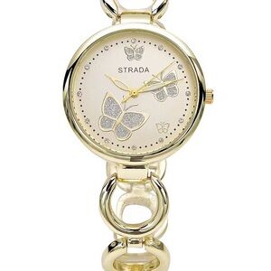 166 Strada Austrian Crystal Butterfly Watch in Goldtone